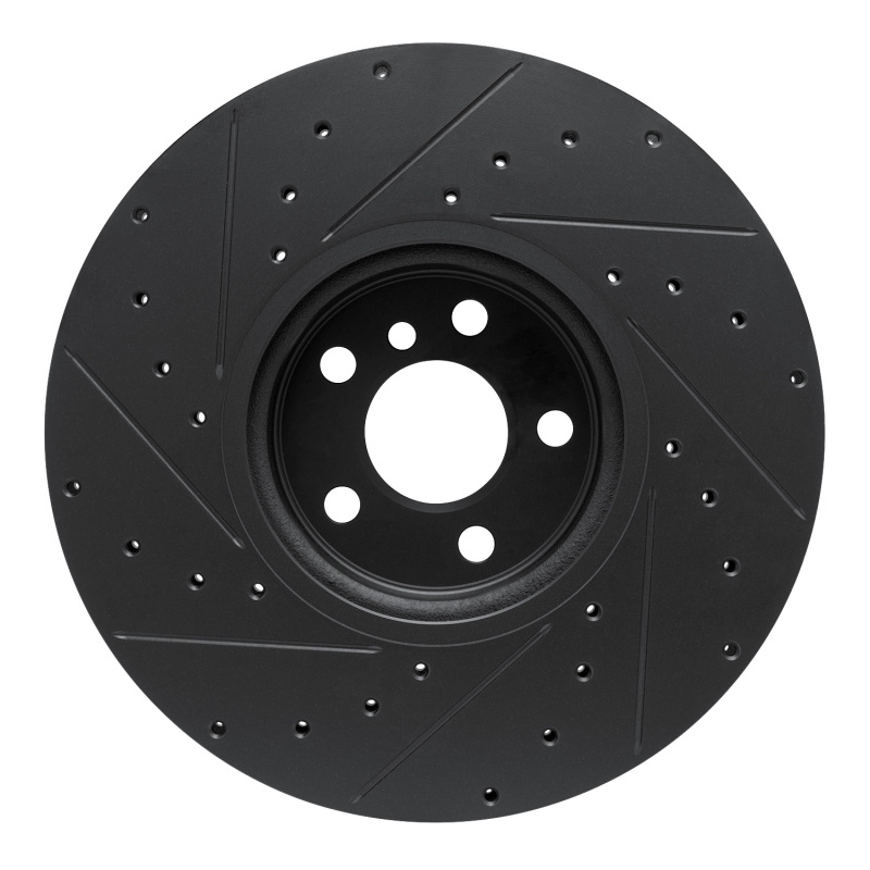 BMW 330e Brake Rotor (1) - Left Front - R1 Concepts - Drilled & Slotted - Black - `16-`25